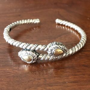 JAI Sterling Silver & 14K Gold Lotus Petal Bangle